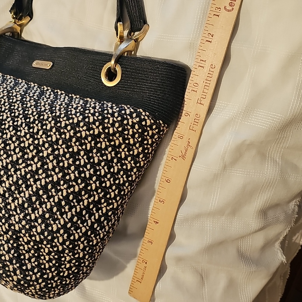 Eric Javits Raffia Black and Cream Tote Bag Good Condition - Picture 9 of 9